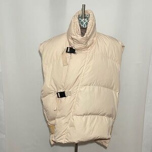 A.A. Spectrum Oversized Asymmetrical Creamy Peach Down Feather Vest Size Small